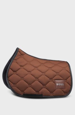 Equestrian jumping saddle pad with embroidered monograms, Brown