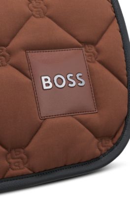 Equestrian jumping saddle pad with embroidered monograms, Brown