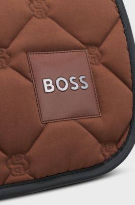 Equestrian jumping saddle pad with embroidered monograms, Brown