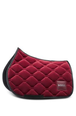 Tapis de selle d&rsquo;&eacute;quitation sp&eacute;cial saut d&rsquo;obstacle en velours, Rouge sombre