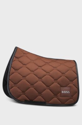Tapis de selle d&rsquo;&eacute;quitation sp&eacute;cial dressage avec monogrammes brod&eacute;s, Marron