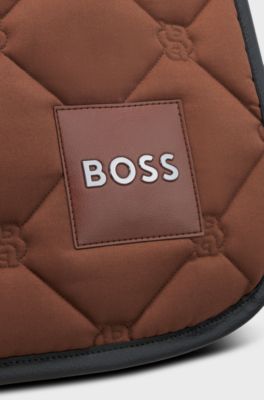 Equestrian dressage saddle pad with embroidered monograms, Brown