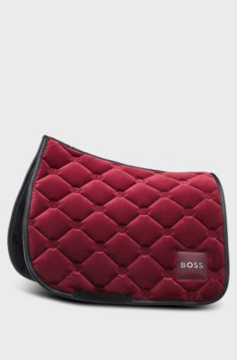 Equestrian cabernet velvet dressage saddle pad, Dark Red