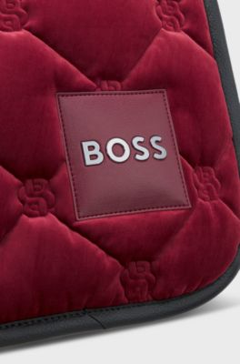 Equestrian cabernet velvet dressage saddle pad, Dark Red