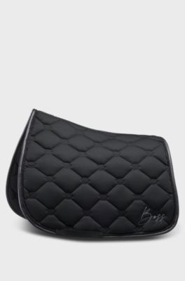 Equestrian dressage saddle pad with crystal trim, Black