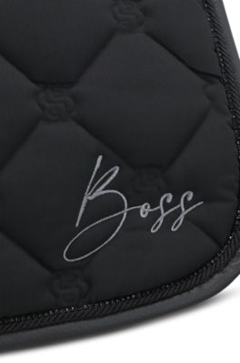 Equestrian dressage saddle pad with crystal trim, Black