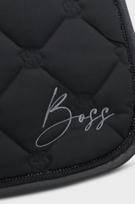 Equestrian dressage saddle pad with crystal trim, Black