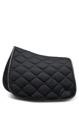 Equestrian black dressage saddle pad with crystal trim, Black