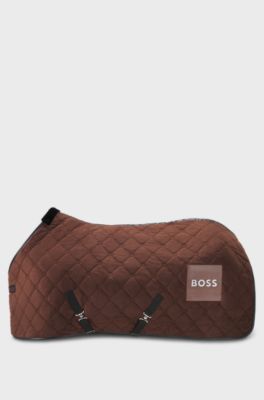 Coperta da equitazione in pile trapuntato, Marrone