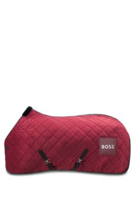 Equestrian sweat rug in quilted velvet, Dark Red