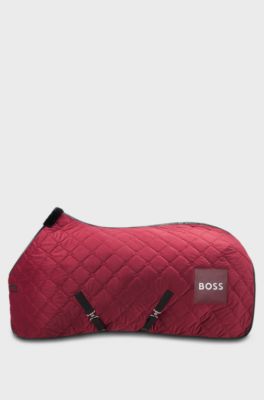 Equestrian sweat rug in quilted velvet, Dark Red