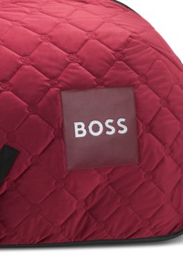 Equestrian sweat rug in quilted velvet, Dark Red