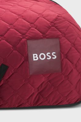 Equestrian sweat rug in quilted velvet, Dark Red