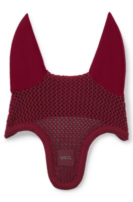 Bonnet pour cheval en maille crochet&eacute;e, Rouge sombre