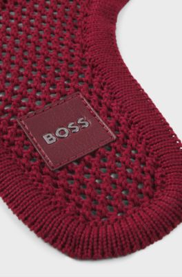 Equestrian crochet-knit fly veil, Dark Red