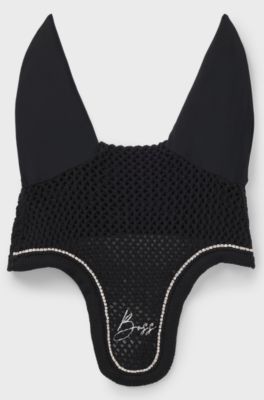 Equestrian fly veil with crystal trim, Black