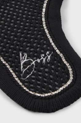 Equestrian fly veil with crystal trim, Black