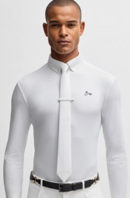 Equestrian show shirt in quick-dry stretch fabric, White