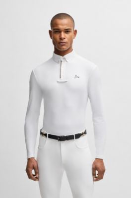 Equestrian show shirt in quick-dry stretch fabric, White