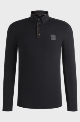 Camicia da equitazione per l'allenamento in tessuto elasticizzato traspirante, Nero