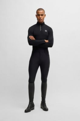 Equestrian training shirt in breathable stretch fabric, Black