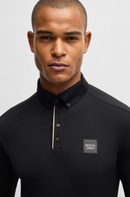 Equestrian training shirt in breathable stretch fabric, Black