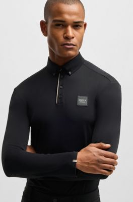 Equestrian training shirt in breathable stretch fabric, Black