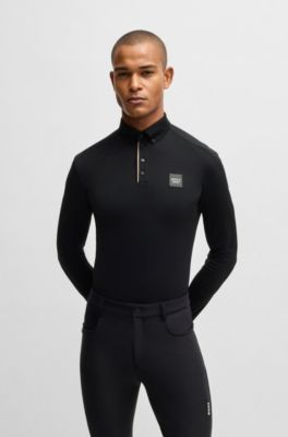 Equestrian training shirt in breathable stretch fabric, Black