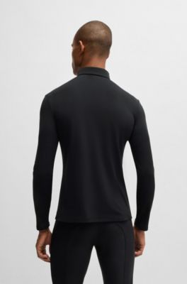 Camicia da equitazione per l'allenamento in tessuto elasticizzato traspirante, Nero