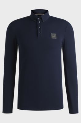 Camisa de entrenamiento para equitaci&oacute;n en tejido el&aacute;stico transpirable, Azul oscuro