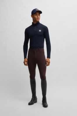 Chemise d&rsquo;entra&icirc;nement d&rsquo;&eacute;quitation en tissu stretch respirant, Bleu fonc&eacute;
