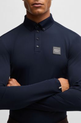 Equestrian training shirt in breathable stretch fabric, Dark Blue