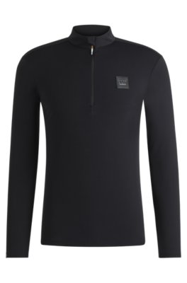 Equestrian training shirt in stretch fabric with zip placket