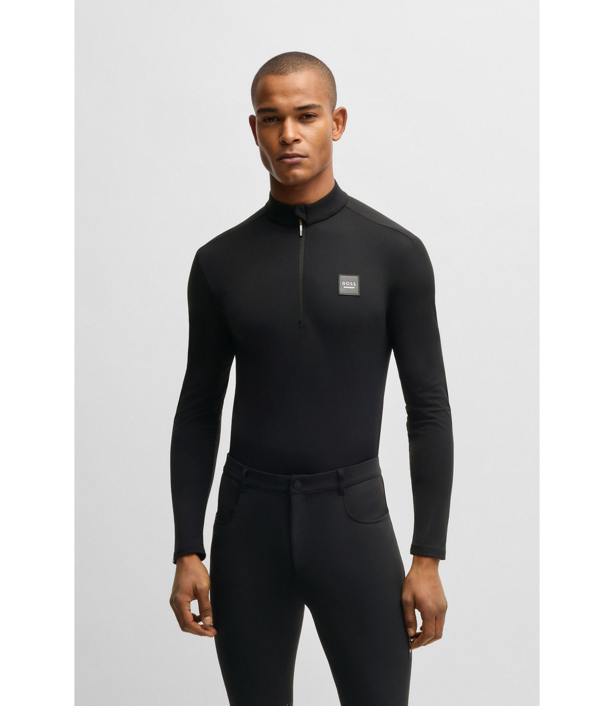 BOSS 長袖トレーニングシャツ BOSS - 乗馬 トレーニングシャツ ストレッチファブリック ジップ