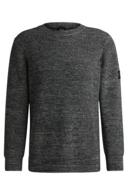 Equestrian sweater in a melange knit, Grey