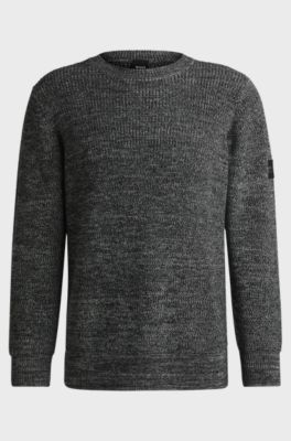 Equestrian sweater in a melange knit, Grey