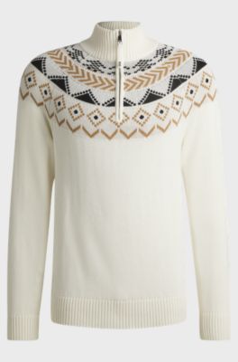 Maglione Troyer da equitazione con motivo in maglia, Bianco