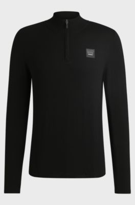 Equestrian troyer sweater with logo patch, Black