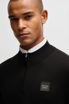 Equestrian troyer sweater with logo patch, Black