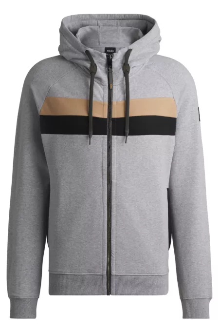 Equestrian zip-up hoodie in Italian stretch cotton