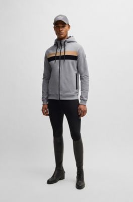 Equestrian zip-up hoodie in Italian stretch cotton, Silver