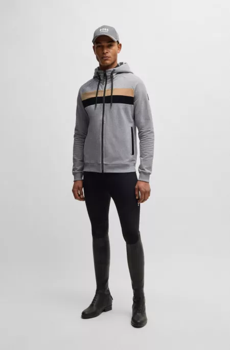 Equestrian zip-up hoodie in Italian stretch cotton