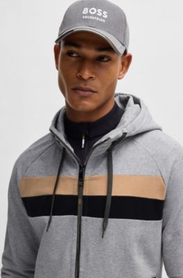 Equestrian zip-up hoodie in Italian stretch cotton, Silver