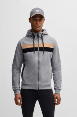 Equestrian zip-up hoodie in Italian stretch cotton, Silver