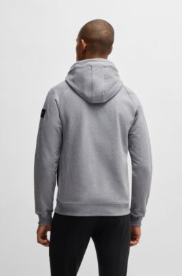 Equestrian zip-up hoodie in Italian stretch cotton, Silver