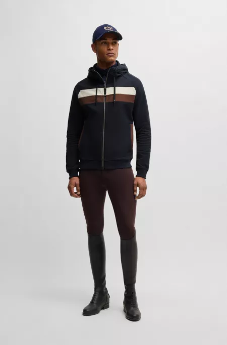 Equestrian zip-up hoodie in Italian stretch cotton