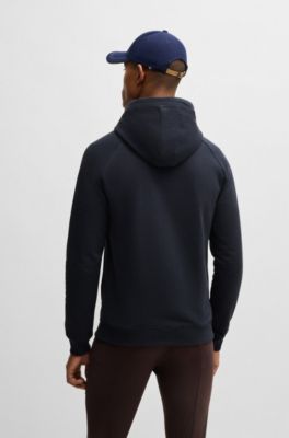 Equestrian zip-up hoodie in Italian stretch cotton, Dark Blue