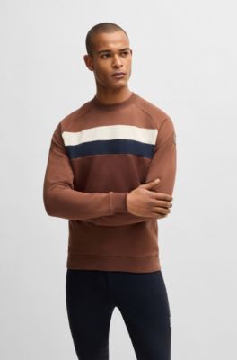 Sweat d&rsquo;&eacute;quitation en coton stretch &agrave; rayures larges, Marron
