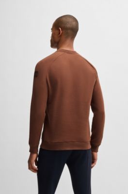 Equestrian stretch-cotton sweatshirt with block stripes, Brown
