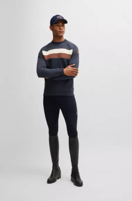 Equestrian stretch-cotton sweatshirt with block stripes